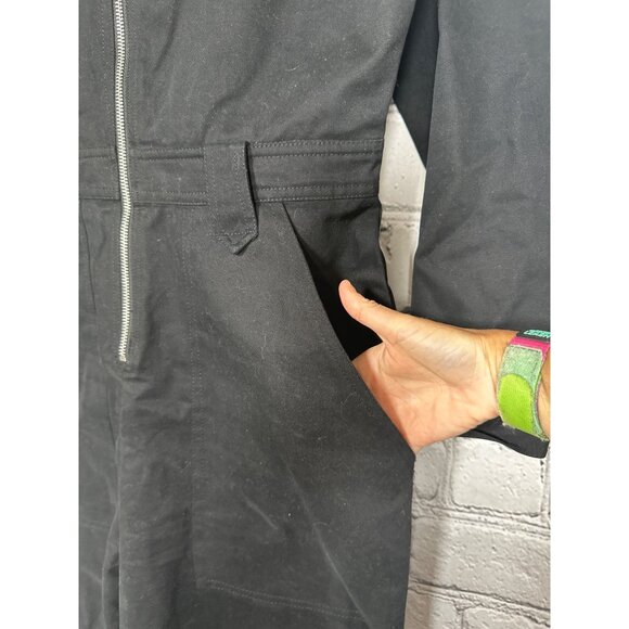 Steve Madden Womens Size M Black Denim Jumpsuit Long Sleeve Zip Front New - Picture 6 of 14